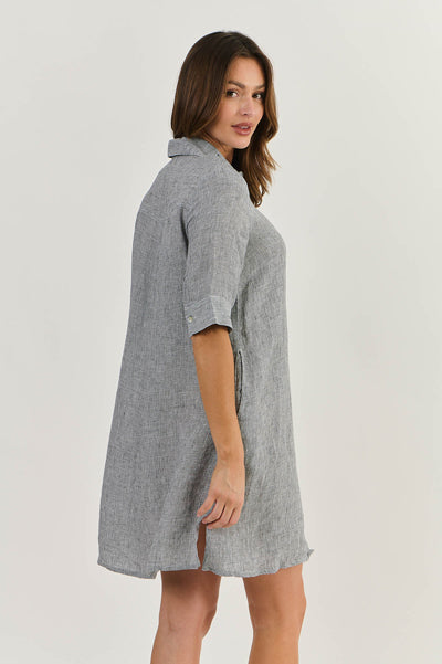 Naturals by O&J - Linen Shirt Dress-Black Gauze