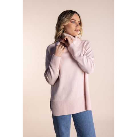 Two T's - Detachable Neck Cotton Cashmere Sweater Ice Pink