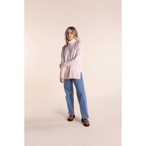 Two T's - Detachable Neck Cotton Cashmere Sweater Ice Pink